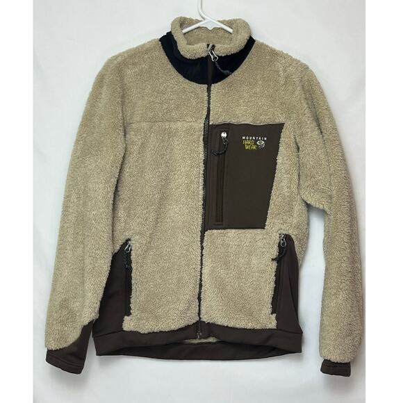 Mountain Hardwear Women’s M Tan Fuzzy Fleece Zip Up Jacket Long Sleeve Warm - Picture 1 of 6